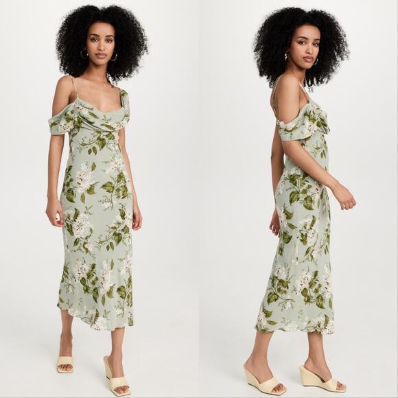Reformation Dresses & Skirts - Reformation Reya Floral Midi Dress Tea Garden Green